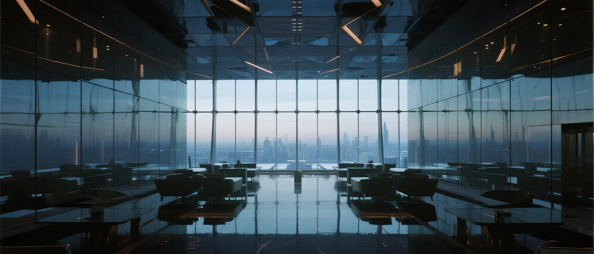 Commercial office building with energy saving glass
