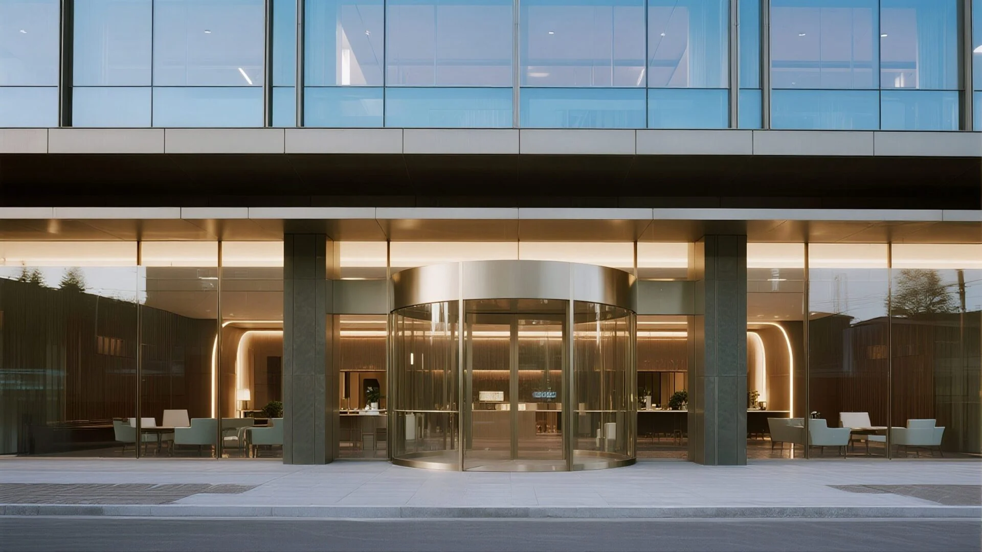 Luxury hotel lobby glass curtain wall