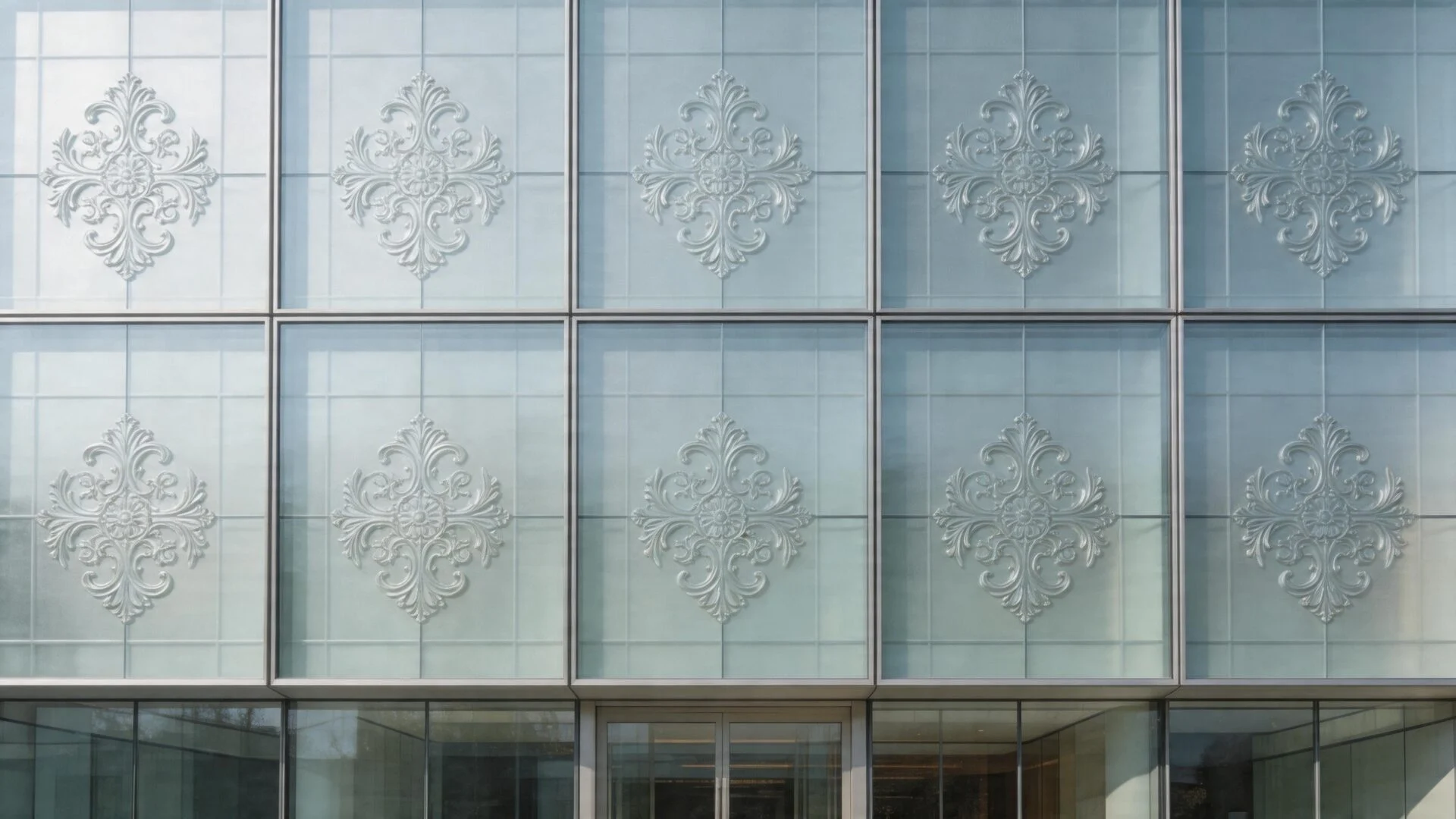 Patterned and embossed decorative glass with rich textures for architectural design